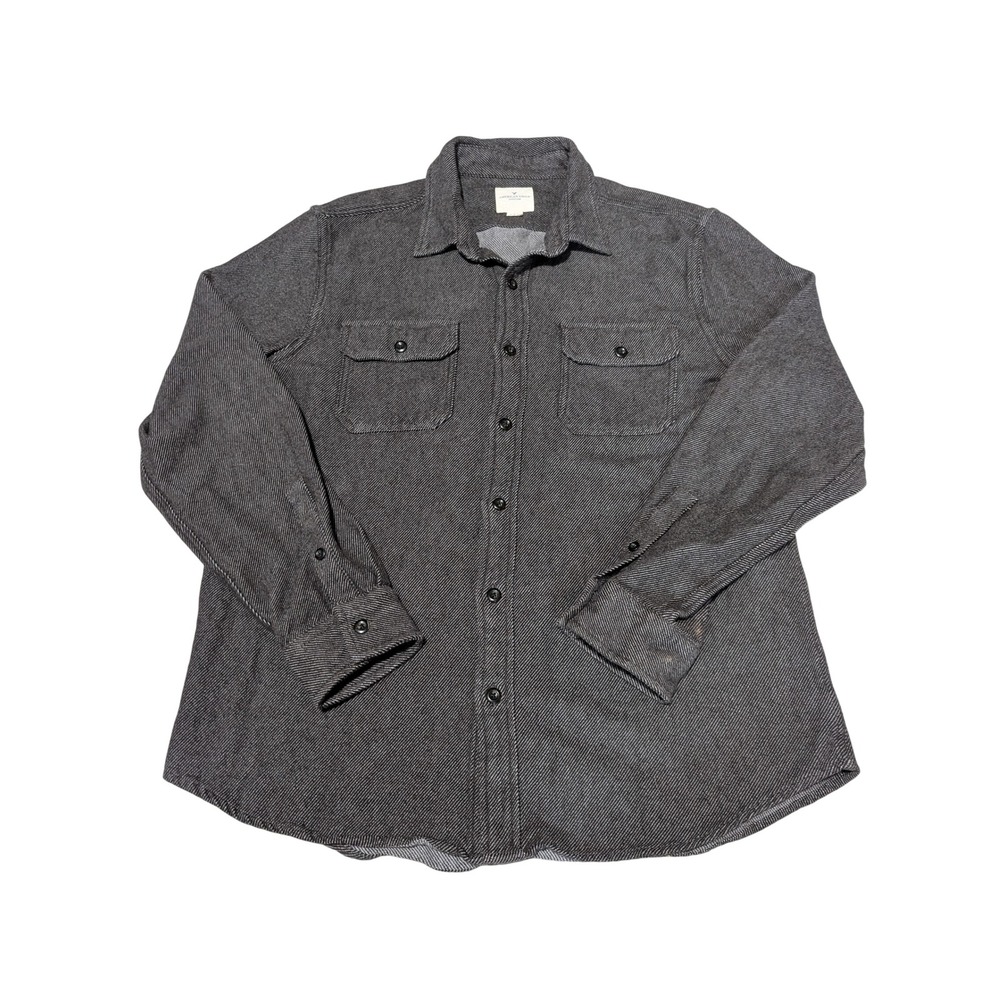 American Eagle Shacket Mens XL Grey Cotton Twill Button Down Shirt Jacket Rugged